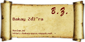 Bakay Zóra névjegykártya